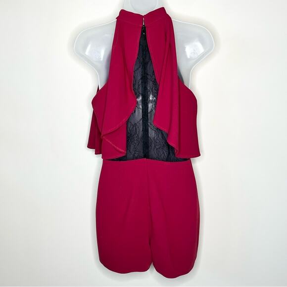 LOVERS + FRIENDS nicki romper in red cranberry black lace back size small - Picture 4 of 7